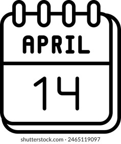 14. April Vektorgrafik Line Icon Design