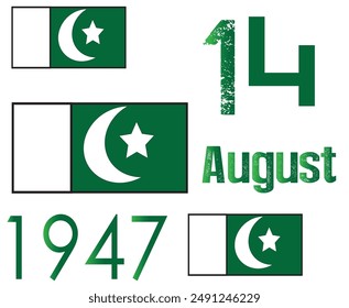 14 agosto 1947 en diseño y Bandera y fondo de color blanco en diseño