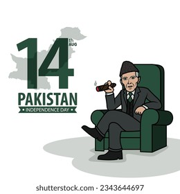 14 August 1947 independence day of pakistan vector illustration