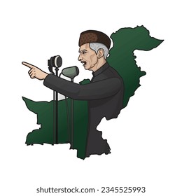 14 August 1947 independence day of pakistan Quaid e Azam vector illustration