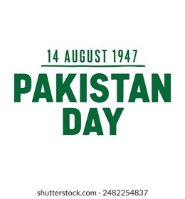 14 august 1947 pakistan day with green color and white background