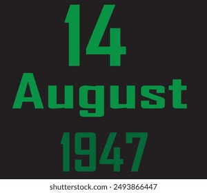 14 August 1947 Word in design and Black Colour Background in design