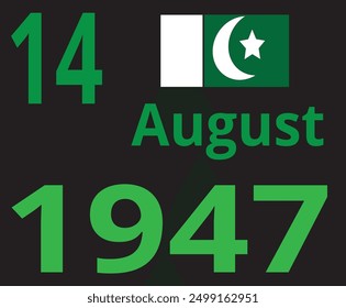 14 August 1947 Word in design and Black Colour Background in design