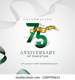 14 august 75 year Happy independence day Pakistan vector