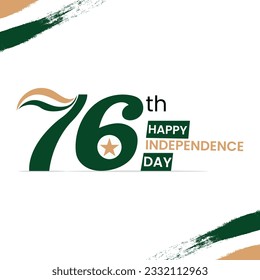 14 August 76 years Celebration of Pakistan Independence day vector illustration isolated on white background