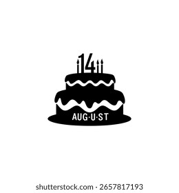 14 de agosto Diseño de ilustración plana de Vector de silueta de pastel.