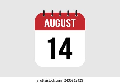 14 August Calendar. August Calendar Vector Illustration.