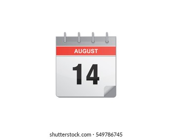 14 August calendar vector illustration on white background