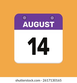 14 august calender icon text page monthly web design.