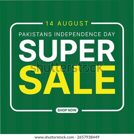 14 August green background template and sales banner poster. Pakistan Independence Day. Holiday celebration art vector. Azadi sale offer. Business promotion card. 