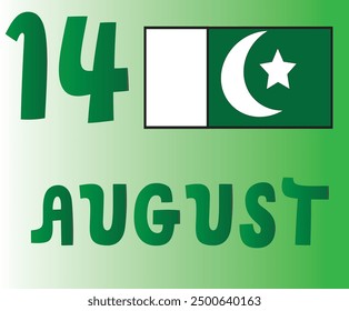 14 August and Green Colour Background in deign.