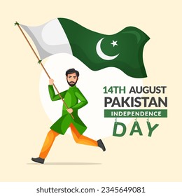 14 August Happy independence day Pakistan. Creative vector illustration. poster, banner, template design.