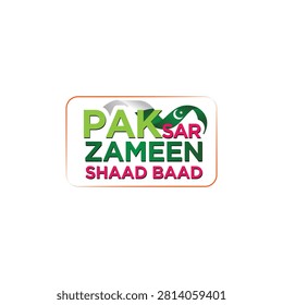 14 august happy independence day Pakistan Translate:  pak sar zameen shad bad urdu calligraphy illustration.
