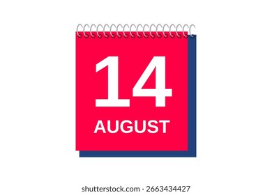 14 August Monat einzelner Tag, Vektorgrafik, Kalender mit roter, blauer und weißer Farbe Hintergrund Kalender Symbol vom August 14