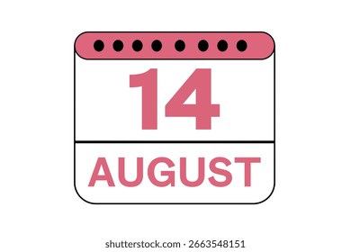 14 August Monat einzelner Tag, Vektorgrafik, Kalender mit Pfirsich, schwarz-weißer Farbe Hintergrund Kalender Symbol vom August 14
