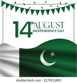 14 August. Pakistan Independence Day. Celebration Card. Vector Illustration
