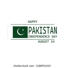 14 August. Pakistan Independence Day. Celebration Card. Vector Illustration