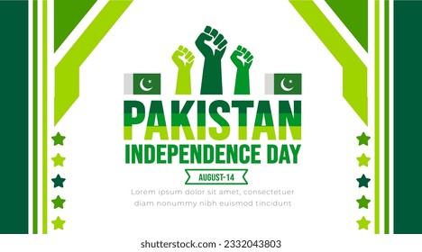 14 August Pakistan Independence Day background template. Holiday concept. background, banner, placard, card, and poster design template with text inscription and standard color. Youm e Azadi