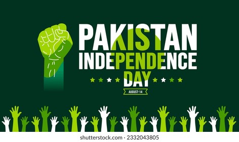 14 August Pakistan Independence Day background template. Holiday concept. background, banner, placard, card, and poster design template with text inscription and standard color. Youm e Azadi