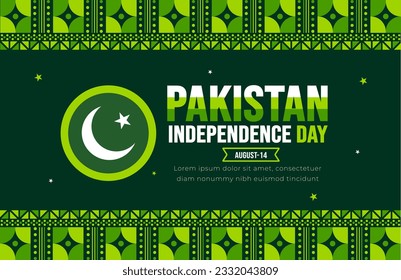 14 August Pakistan Independence Day background template. Holiday concept. background, banner, placard, card, and poster design template with text inscription and standard color. Youm e Azadi