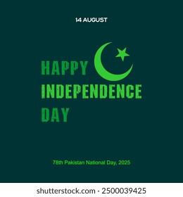 14 August. Pakistan Independence Day. Celebration Card Vector Illustration. creative wallpaper set. 14th August Pakistan Day social media post