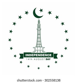 14 August. Pakistan Independence Day. Celebration Card. Vector Illustration