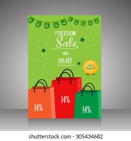 14 August. Pakistan Independence Day .Freedom Sale Flyer,brochure .Vector Illustration