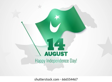 14 August Pakistan Independence Day Greeting Stock Vector (Royalty Free ...