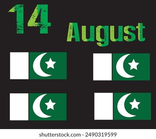 14 August word in design and Flag in design and Black Colour Background in design