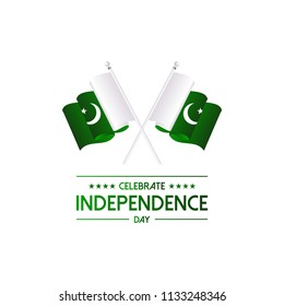 14 August.Pakistan Independence Day greeting card. Celebration b