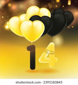 14 background with balloons and confetti