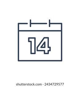14 Calendar Icon, 14 Date Icon for Appointment Line icon