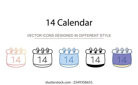 14 Calendar icon design with white background stock illustration
