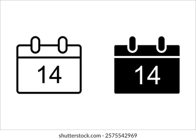 14 Date icon design with white. 
For mobile concept and web design. vector illustration