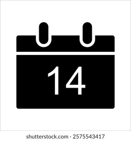 14 Date icon design with white. 
For mobile concept and web design. vector illustration