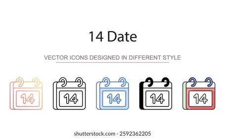 14 Date icon design with white background stock illustration