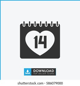14 date icon. Simple filled 14 date icon. On white background.