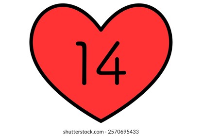 14 Dated Hearts, Simple and cute Valentine's Day icon, Vector Illustration