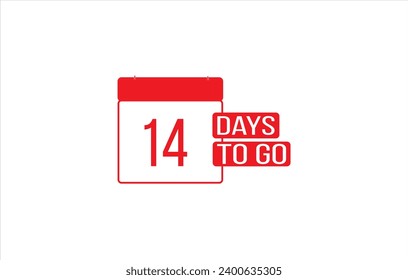 14 day to go. Countdown left days. Count time sale. Number of days remaining for sales and promotion. Sale promotion timer sign business concept. Vector illustration