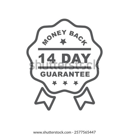 14 Day Money Back Guarantee product label or badge or sticker.