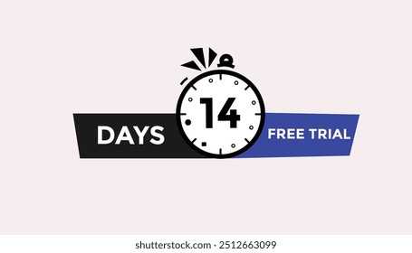 14 days free trial Countdown number banner templates. time icon. Vector Illustration 