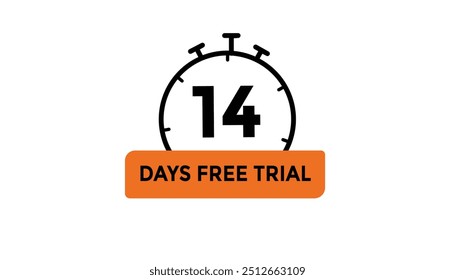 14 dias de avaliação gratuita Contagem regressiva número banner templates. time icon. Ilustração de vetor 