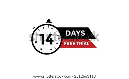 14 days free trial Countdown number banner templates. time icon. Vector Illustration 