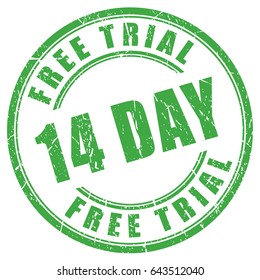 14 days free trial rubber vector stamp on white background