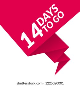 14 days to go label,sign,button. Vector stock illustration.
