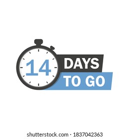 14 Days To Go Label,sign,button. Vector Illustration.