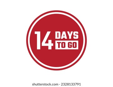 14 days to go red vector banner illustration isolated on white background