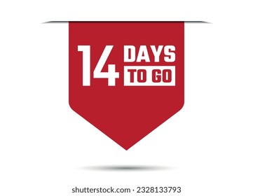 14 días para ir la ilustración del banner del vector rojo aislado en fondo blanco