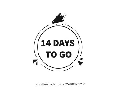 14 days to go, sale countdown vector symbol, clock, time,  background, template 14 days to go, countdown, sticker, left banner, business, sale, label button
