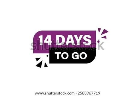 14 days to go, sale countdown vector symbol, clock, time,  background, template 14 days to go, countdown, sticker, left banner, business, sale, label button
